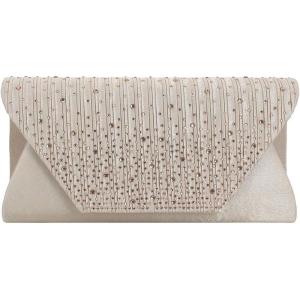 meilun Women’s Pearl Clutch Purses Glliter Banquet Handbag Evening Bags(Y4 Beige)