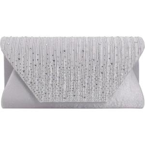 meilun Women’s Pearl Clutch Purses Glliter Banquet Handbag Evening Bags(Y4 Silver)
