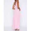 meilun Women’s V-Neck Ruffle Wedding Guest Dress Mesh Slit Bodycon Cocktail Party Maxi Dress(C-pink)