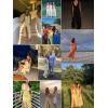 meilun Women’s V-Neck Ruffle Wedding Guest Dress Mesh Slit Bodycon Cocktail Party Maxi Dress(C-red)