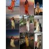 meilun Women’s V-Neck Ruffle Wedding Guest Dress Mesh Slit Bodycon Cocktail Party Maxi Dress(C-red)