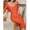 meilun Long Sleeve Square Neck Formal Evening Gowns Bandage Back Slit Wedding Guest Dress