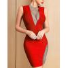 meilun Sexy Mesh V-Neck Party Dress Sleeveless Bandage Bodycon Dress Wedding Guest Dress(Red)