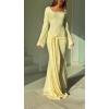 Lace-Trimmed Long-Sleeved Maxi Dress Elegant Autumn/Winter Casual Dress