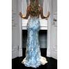 Sequins Dress Maxi Mesh Dress Halter V-Neck Backless Lace Up Evening Gowns(B-grey)