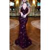 Sequins Dress Maxi Mesh Dress Halter V-Neck Backless Lace Up Evening Gowns(B-wine Red)