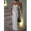 meilun Strapless Sequin Patchwork Bodycon Party Gown Long Dress(White)