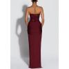 meilun Strapless Sequin Patchwork Bodycon Party Gown Long Dress(Wine)