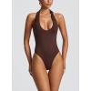 Bodysuit Maxi Dress Set Backless Tie Split Seaside Vacation Party Dresses(Brown)
