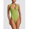 Bodysuit Maxi Dress Set Backless Tie Split Seaside Vacation Party Dresses(Green)