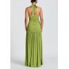 Bodysuit Maxi Dress Set Backless Tie Split Seaside Vacation Party Dresses(Green)