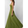 One- Shoulder Strapless Waist-Baring Set Dress Seductive Solid-Colour Maxi Dress(Green)