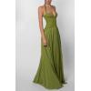 One- Shoulder Strapless Waist-Baring Set Dress Seductive Solid-Colour Maxi Dress(Green)