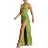Bodysuit Maxi Dress Set Backless Tie Split Seaside Vacation Party Dresses(Green)
