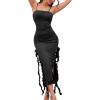 meilun Women’s 2024 Sexy Ruched Bodycon Midi Dress Sleeveless Ruffle Cocktail Party Wedding Guest Dresses(A-black)