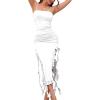 meilun Women’s 2024 Sexy Ruched Bodycon Midi Dress Sleeveless Ruffle Cocktail Party Wedding Guest Dresses(A-white)