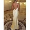 meilun Off-Shoulder Deep V-Neck Fitted Dress Floor-Length Evening Gown(Yellow)