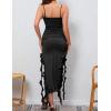 meilun Women’s 2024 Sexy Ruched Bodycon Midi Dress Sleeveless Ruffle Cocktail Party Wedding Guest Dresses(A-black)