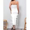 meilun Women’s 2024 Sexy Ruched Bodycon Midi Dress Sleeveless Ruffle Cocktail Party Wedding Guest Dresses(A-white)