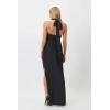 Floral Maxi Dress Elegant Lace Up Backless Daily Seaside Banquet Exhibition Gowns(Black)