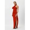 Floral Maxi Dress Elegant Lace Up Backless Daily Seaside Banquet Exhibition Gowns(Red)