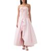 Split-Front 3D Floral Dress with Collage Design Strapless Maxi Dress for Summer(Pink)