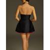 meilun 3D Rose Strapless Flower Mini Dress Valentine’s Day Date Dress(Black)