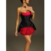 meilun 3D Rose Strapless Flower Mini Dress Valentine’s Day Date Dress(Black)