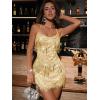 meilun Strapless Fringed Sequin Dress with Rhinestone-Embellished Open-Back Party Gown(Gold)