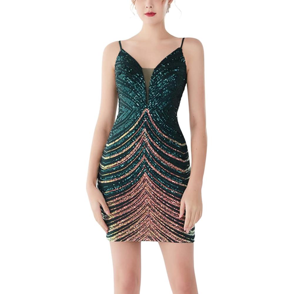 imageSexy Sequin Cocktail Dresses Flapper Dresses 1920s Gatsby Mini Prom Party Dress