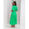 Puff Sleeve Plunge Tiered Dress Puffed Sleeve Resort-Style Midi Dress Casual Ins Style(Green)