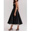 Tulle Midi Dress Strapless A-line Puffy Skirt Christmas New Year Banquet Dress(Black)