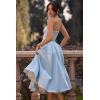 Tulle Midi Dress Strapless A-line Puffy Skirt Christmas New Year Banquet Dress(Blue)