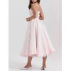 Tulle Midi Dress Strapless A-line Puffy Skirt Christmas New Year Banquet Dress(Pink)