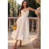 Tulle Midi Dress Strapless A-line Puffy Skirt Christmas New Year Banquet Dress(White)