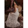 French Lace Maxi Dress Strappy Slim Square Neck Delicate Jacquard Maxi Dress(White)