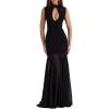 meilun Sleeveless Maxi Dress Mesh Panel-Seamed Bodycon Skirt with French-Style Tailoring(Black)
