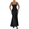 meilun Sleeveless Printed Halter Neck Dress Backless Hip-Exposing Fishtail Maxi Dress(Black)