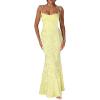 meilun Sleeveless Printed Halter Neck Dress Backless Hip-Exposing Fishtail Maxi Dress(Yellow)