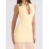 meilun Sleeveless Maxi Dress Mesh Panel-Seamed Bodycon Skirt with French-Style Tailoring(Yellow)