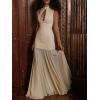 meilun Sleeveless Maxi Dress Mesh Panel-Seamed Bodycon Skirt with French-Style Tailoring(Yellow)