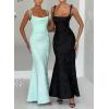 meilun Sleeveless Printed Halter Neck Dress Backless Hip-Exposing Fishtail Maxi Dress(Black)