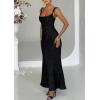 meilun Sleeveless Printed Halter Neck Dress Backless Hip-Exposing Fishtail Maxi Dress(Black)