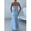 meilun Sleeveless Printed Halter Neck Dress Backless Hip-Exposing Fishtail Maxi Dress(Blue)