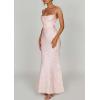 meilun Sleeveless Printed Halter Neck Dress Backless Hip-Exposing Fishtail Maxi Dress(Pink)