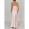 meilun Sleeveless Printed Halter Neck Dress Backless Hip-Exposing Fishtail Maxi Dress(Pink)