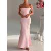 meilun Sleeveless Printed Halter Neck Dress Backless Hip-Exposing Fishtail Maxi Dress(Pink)