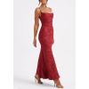 meilun Sleeveless Printed Halter Neck Dress Backless Hip-Exposing Fishtail Maxi Dress(Red)