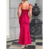 meilun Sleeveless Printed Halter Neck Dress Backless Hip-Exposing Fishtail Maxi Dress(Red)