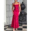 meilun Sleeveless Printed Halter Neck Dress Backless Hip-Exposing Fishtail Maxi Dress(Red)